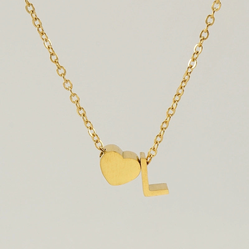 Fashion Letter Heart Shape 304 Stainless Steel 18K Gold Plated Gold Plated Stainless Steel Necklaces