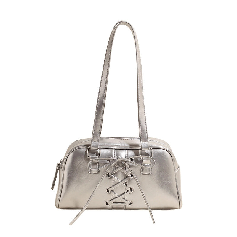 Women's Medium Pu Leather Solid Color Elegant Streetwear Sewing Thread Square Zipper Handbag
