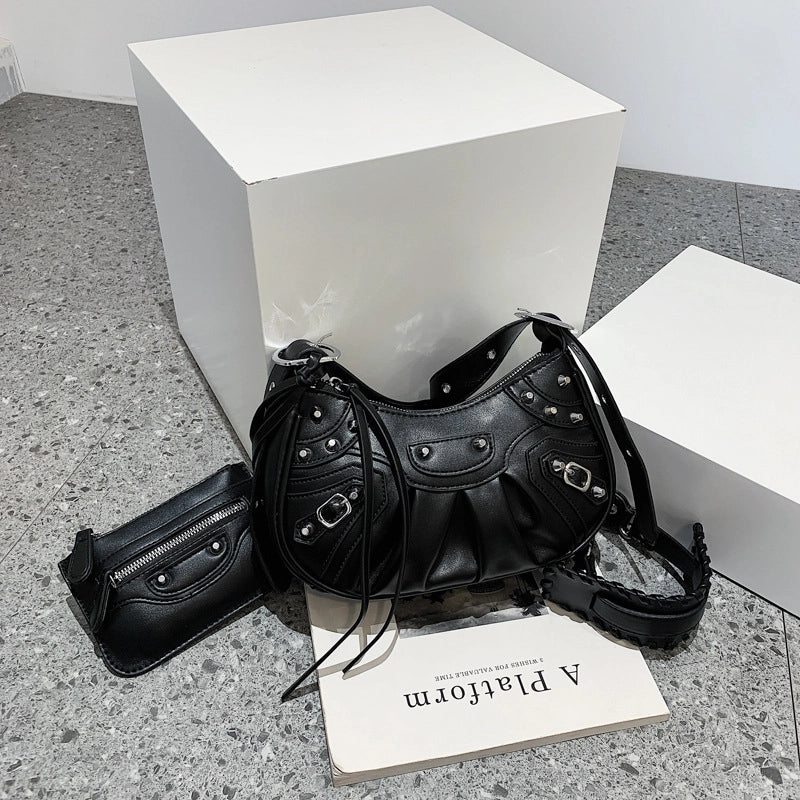Women's Medium All Seasons Pu Leather Solid Color Fashion Dumpling Shape Zipper Cloud Shape Bag