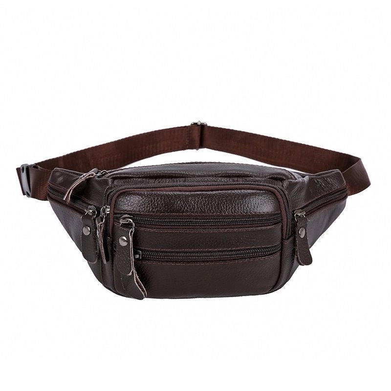 Genuine Leather Waist Bag Men's And Women's Multi-functional Large Capacity Water-splashing-proof Cash Register Business Bag Work Site Sports Mobile Phone Wallet