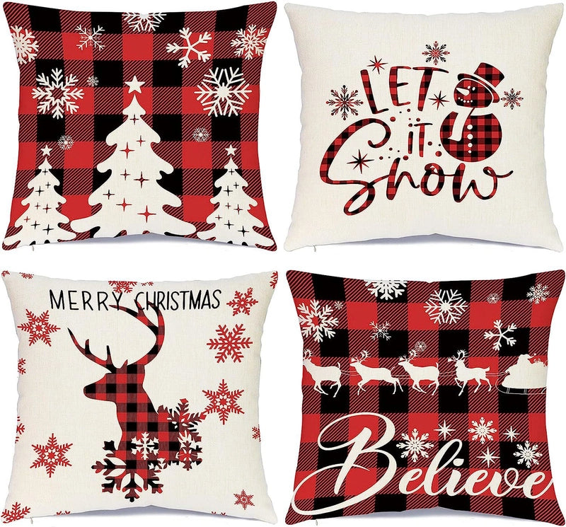 Christmas Casual Glam Christmas Tree Cotton And Linen Pillow Cases Couch & Sofa Decor