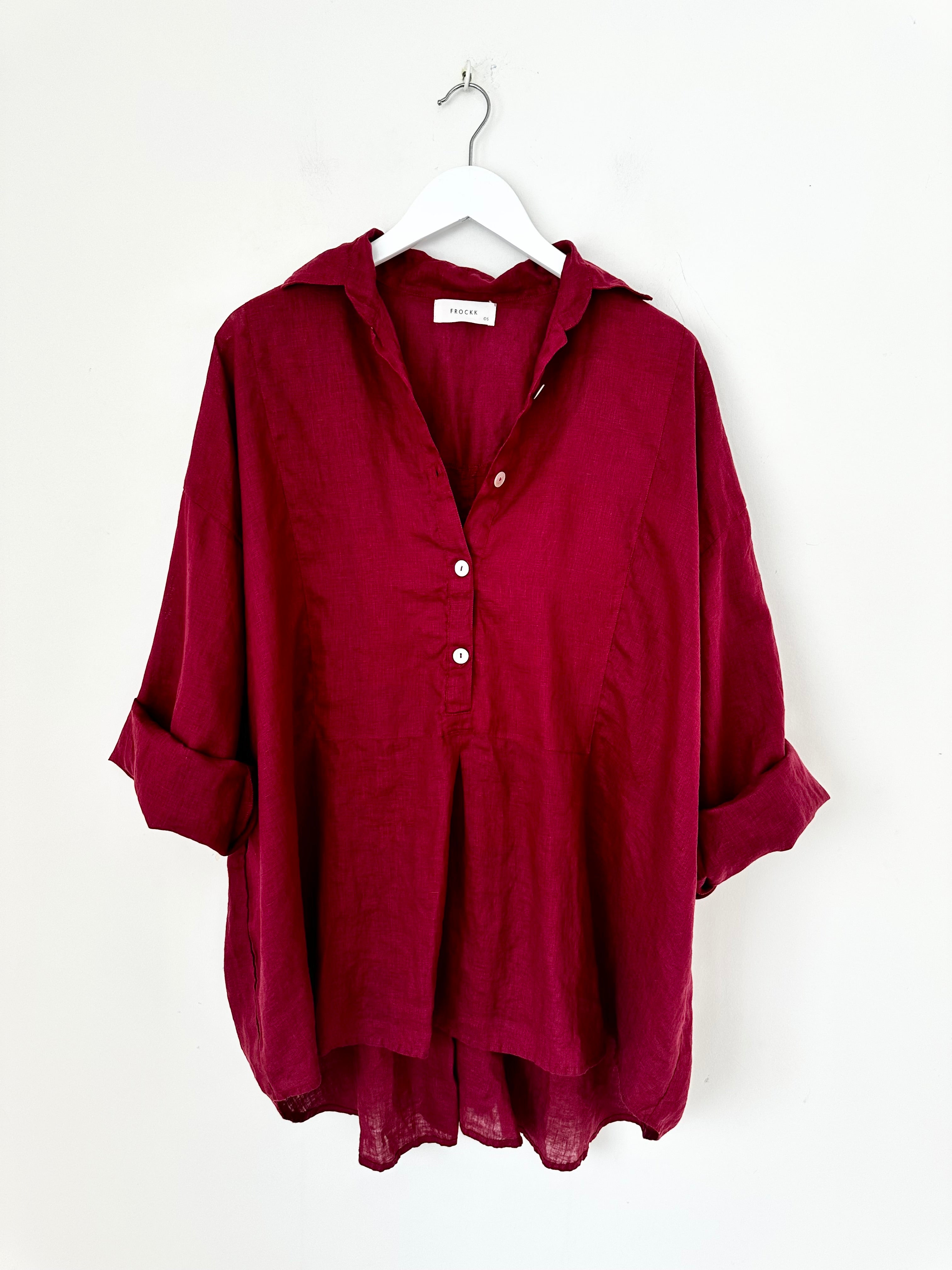 megan shirt - merlot linen