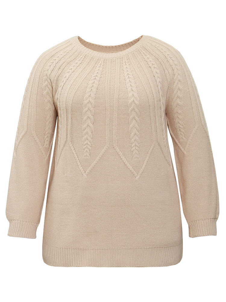 Solid Textured Lantern Sleeve Pullover