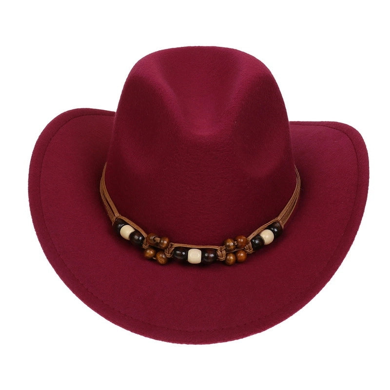 Tibetan Western Denim Top Hat Spring And Autumn New Jazz Hat Big Brim Five-pointed Star Belt Accessories Felt Hat For Men And Women