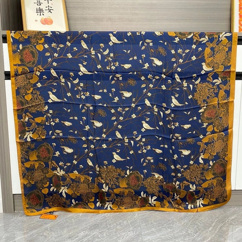 Women's Elegant Basic Lady Animal Camry Brocade Printing Silk Scarves