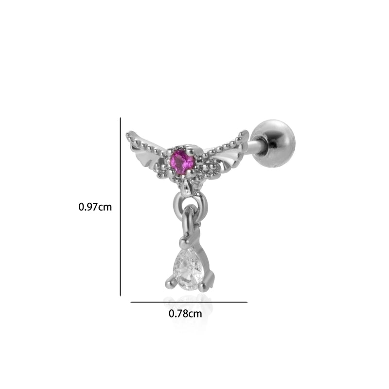 1 Piece Ear Cartilage Rings & Studs Minimalist Classic Style Heart Shape Wings Flower 316L Stainless Steel  Copper Plating Inlay Zircon
