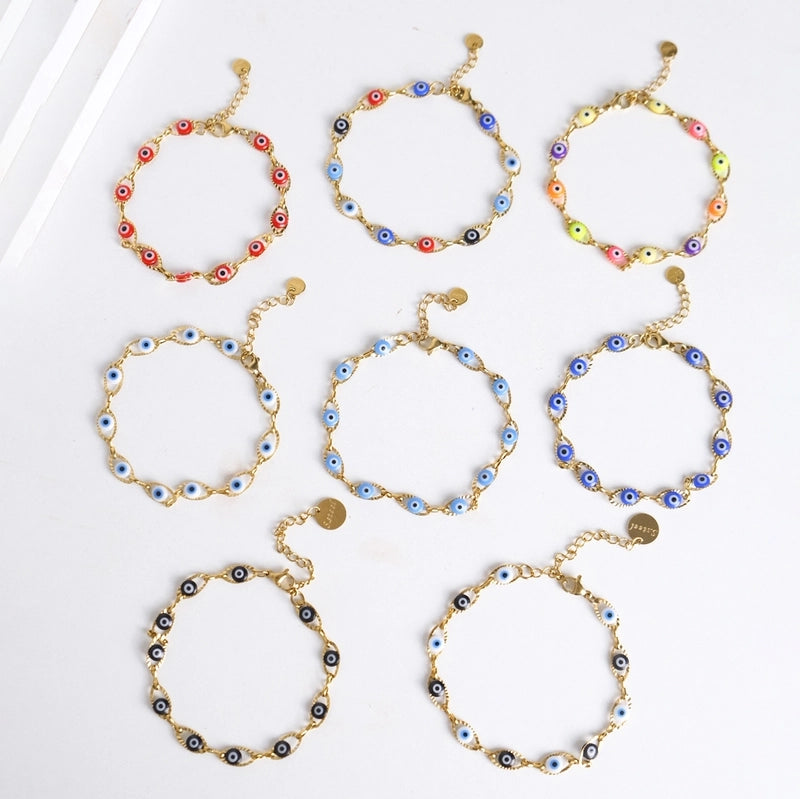 Funny Modern Style Minimalist Eye 304 Stainless Steel Gold Plated Bracelets In Bulk