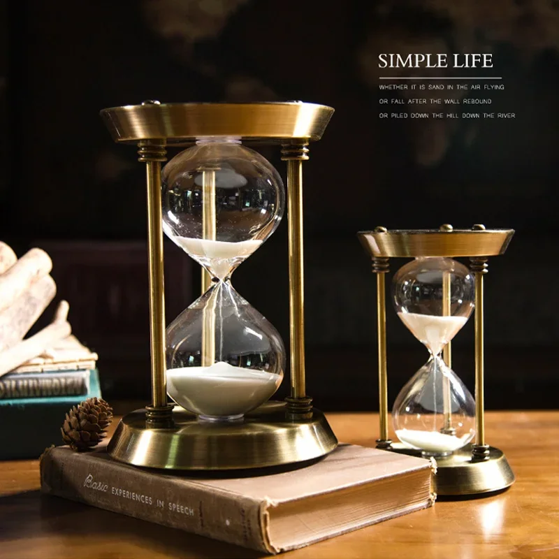 EUROPEAN RETRO EMPTY HOURGLASS SAND TIMER METAL SAND GLASS HOME OFFICE DECOR