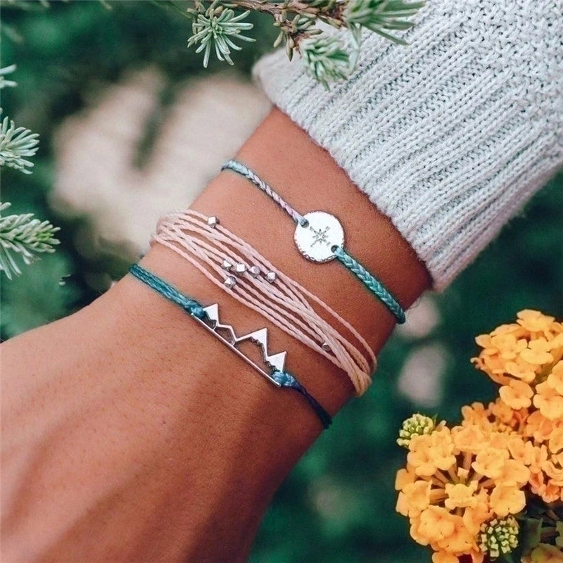 Casual Retro Minimalist Letter Rainbow Moon Stainless Steel Alloy Beaded Drawstring Inlay Artificial Diamond Gold Plated Silver Plated Bracelets