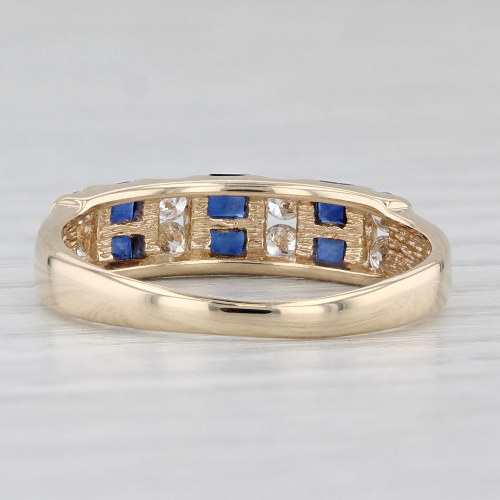 0.60ctw Blue Sapphire Diamond Ring 14k Yellow Gold Size 5.5 Stackable