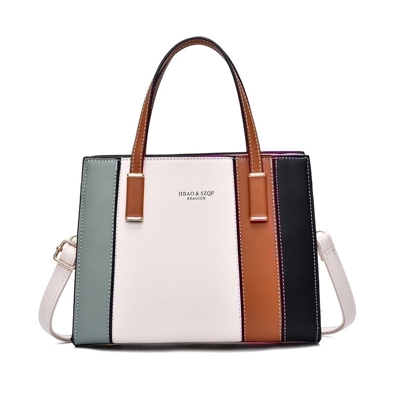 Women's Pu Leather Color Block Elegant Streetwear Bucket Zipper Handbag Bucket Bag
