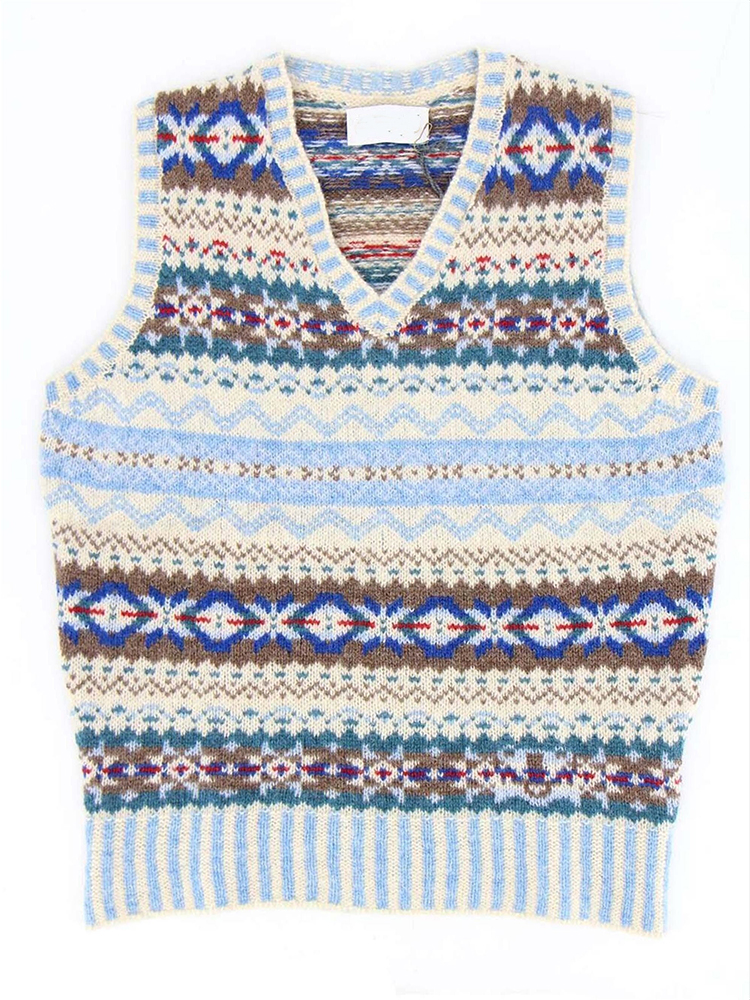 Vintage Geometric Icelandic Knit Vest Sweater