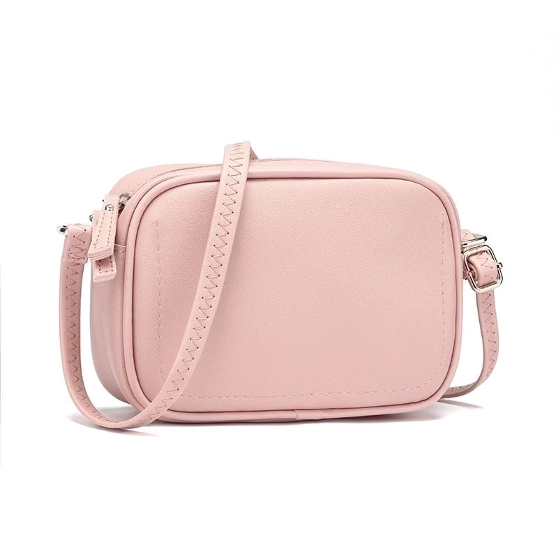 Women's Medium Pu Leather Solid Color Classic Style Oval Zipper Shoulder Bag