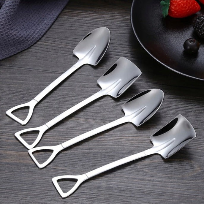 4-piece Stainless Steel Shovel Teaspoon Set