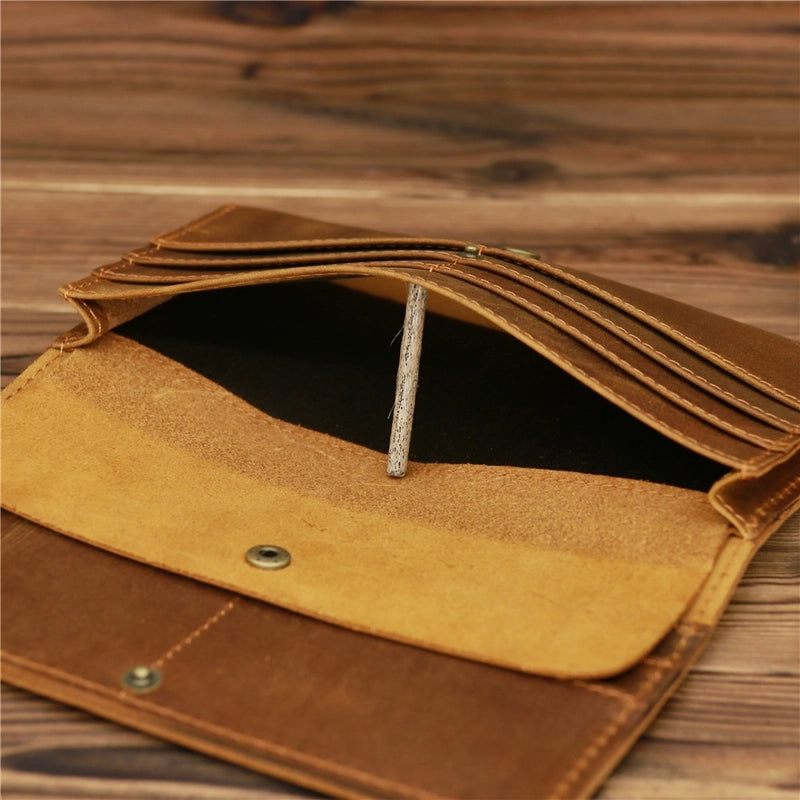 358 Retro Crazy Horse Cowhide Men's Long Wallet Clutch Factories Guangzhou Factory Outlet