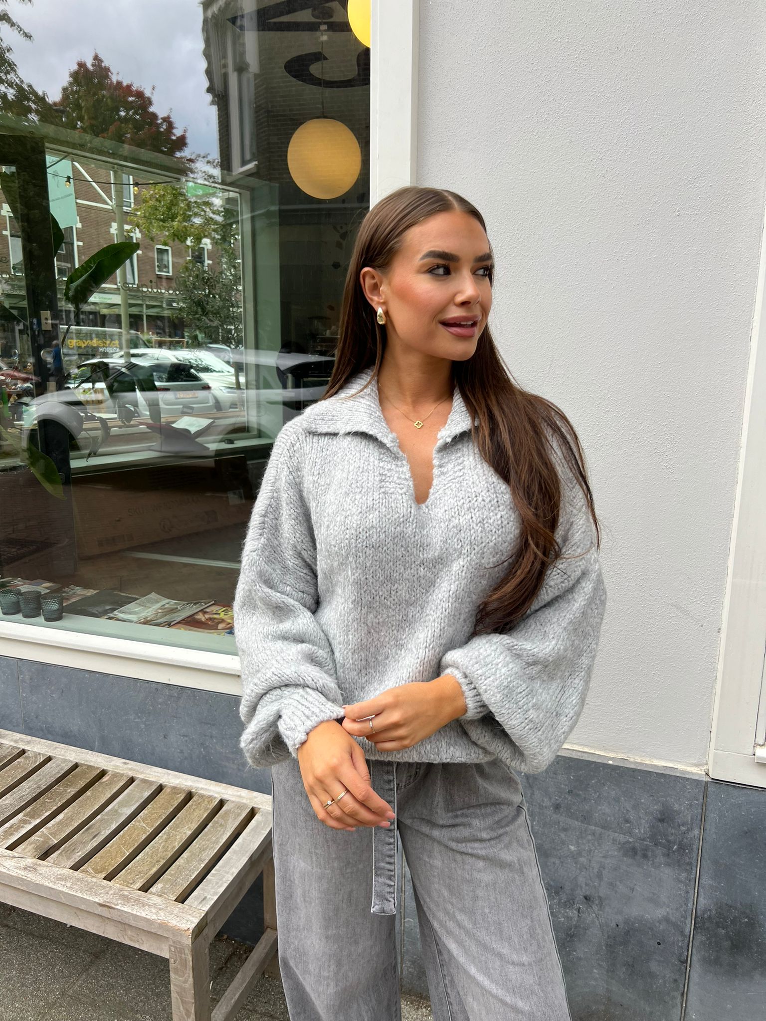 Polo sweater light grey