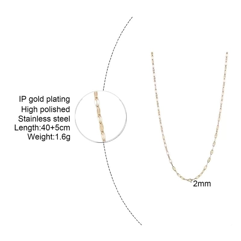 201 Stainless Steel 18K Gold Plated Minimalist Plating Solid Color Necklace