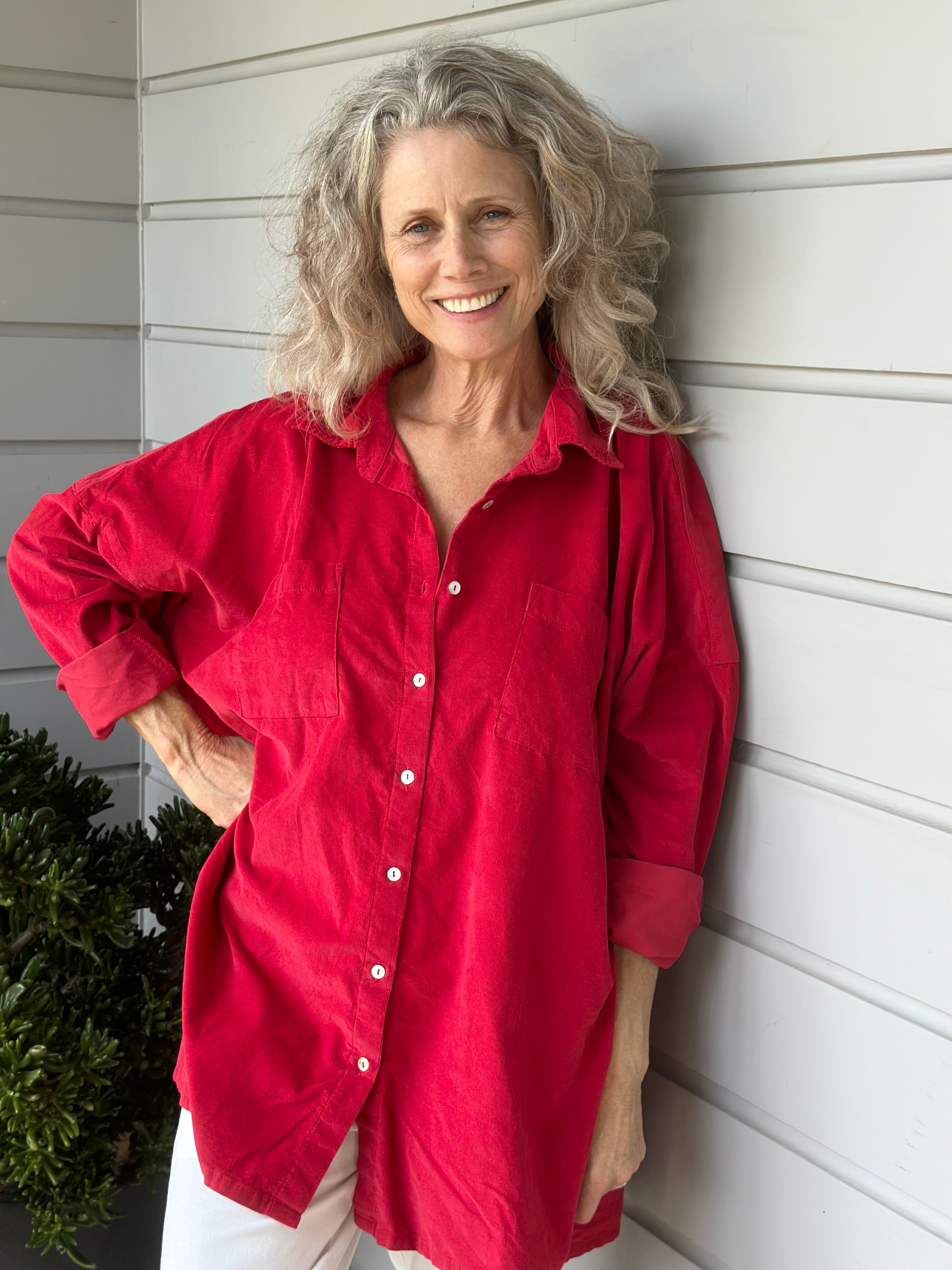 aiden oversized shirt - red cord