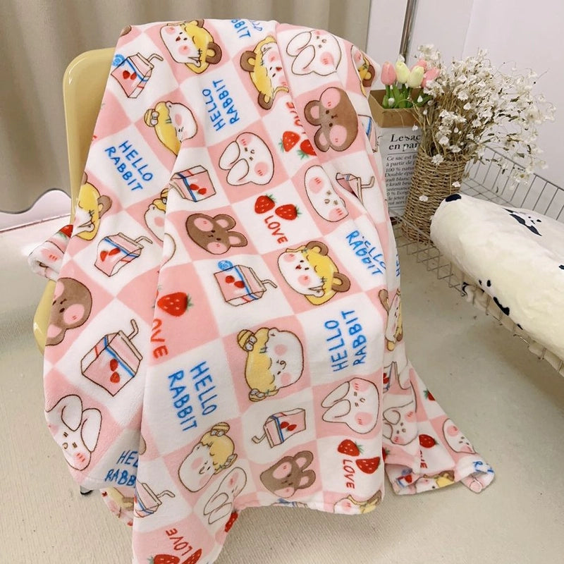 In Stock | Style Autumn And Winter Thickened Cartoon Crayon Small New  Casual Plush Blanket Dormitory Bed Sheet