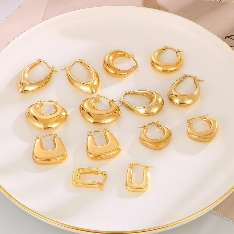 1 Pair Modern Style Minimalist Solid Color Plating Stainless Steel 18K Gold Plated Earrings