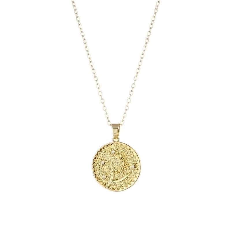 Stainless Steel Titanium Steel Fashion Inlay Plating Flower Chrysanthemum Lotus Zircon Pendant Necklace