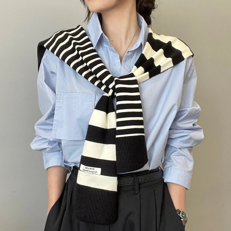 Unisex Casual Minimalist Stripe Polyester Shawl