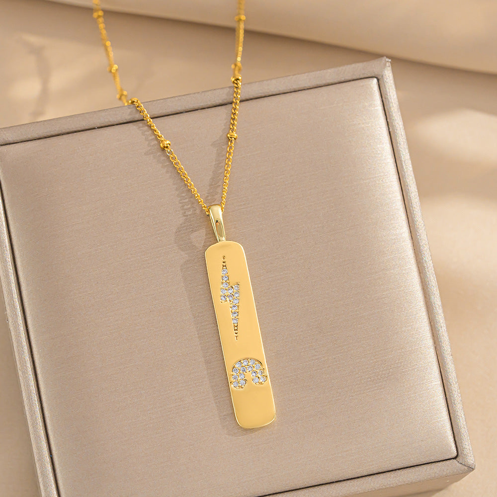 Trendy Personalized Gold Bar Design Love Cross Rainbow Lightning Pendant Necklace