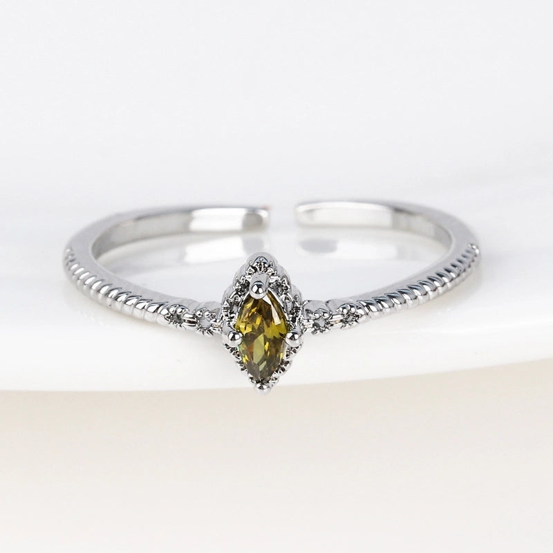 Copper 18K Gold Plated Inlay Geometric Zircon Open Rings
