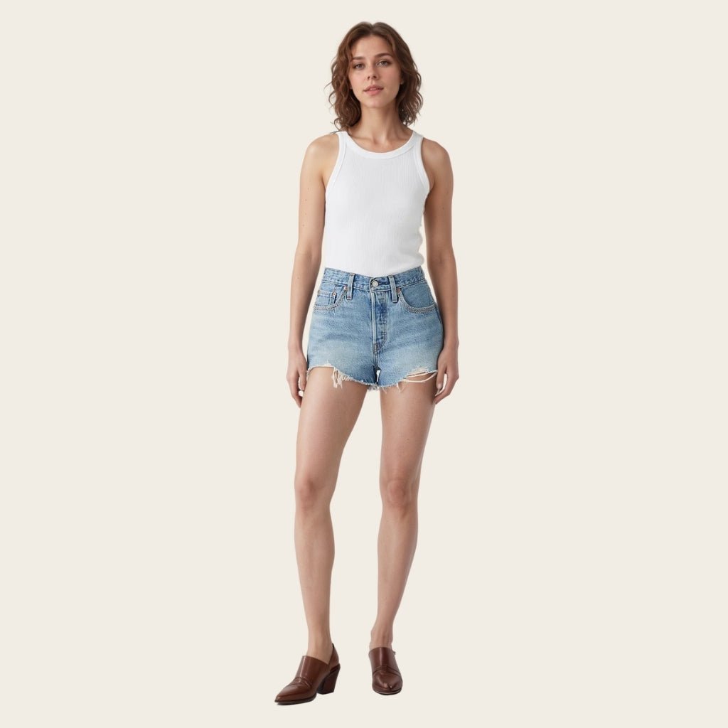 Mid Rise Straight Fit Shorts
