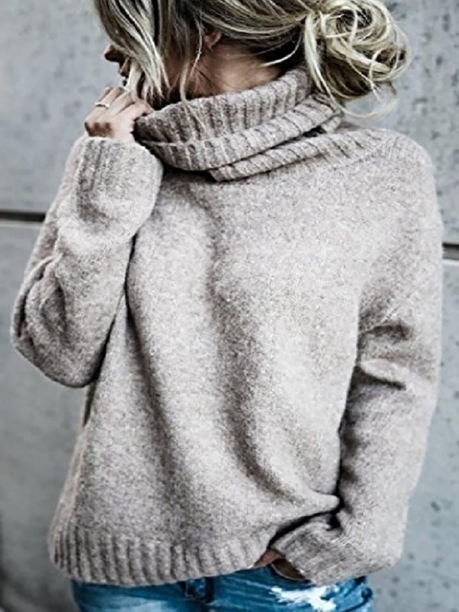 Solid Color Turtleneck Long Sleeve Sweater(6 colors)