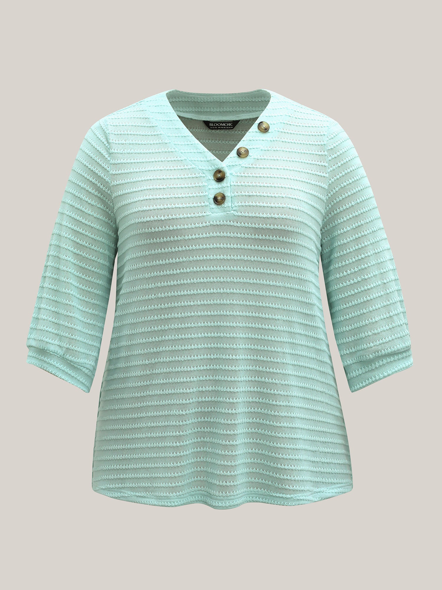 Waffle-Grid Button Detail T-Shirt