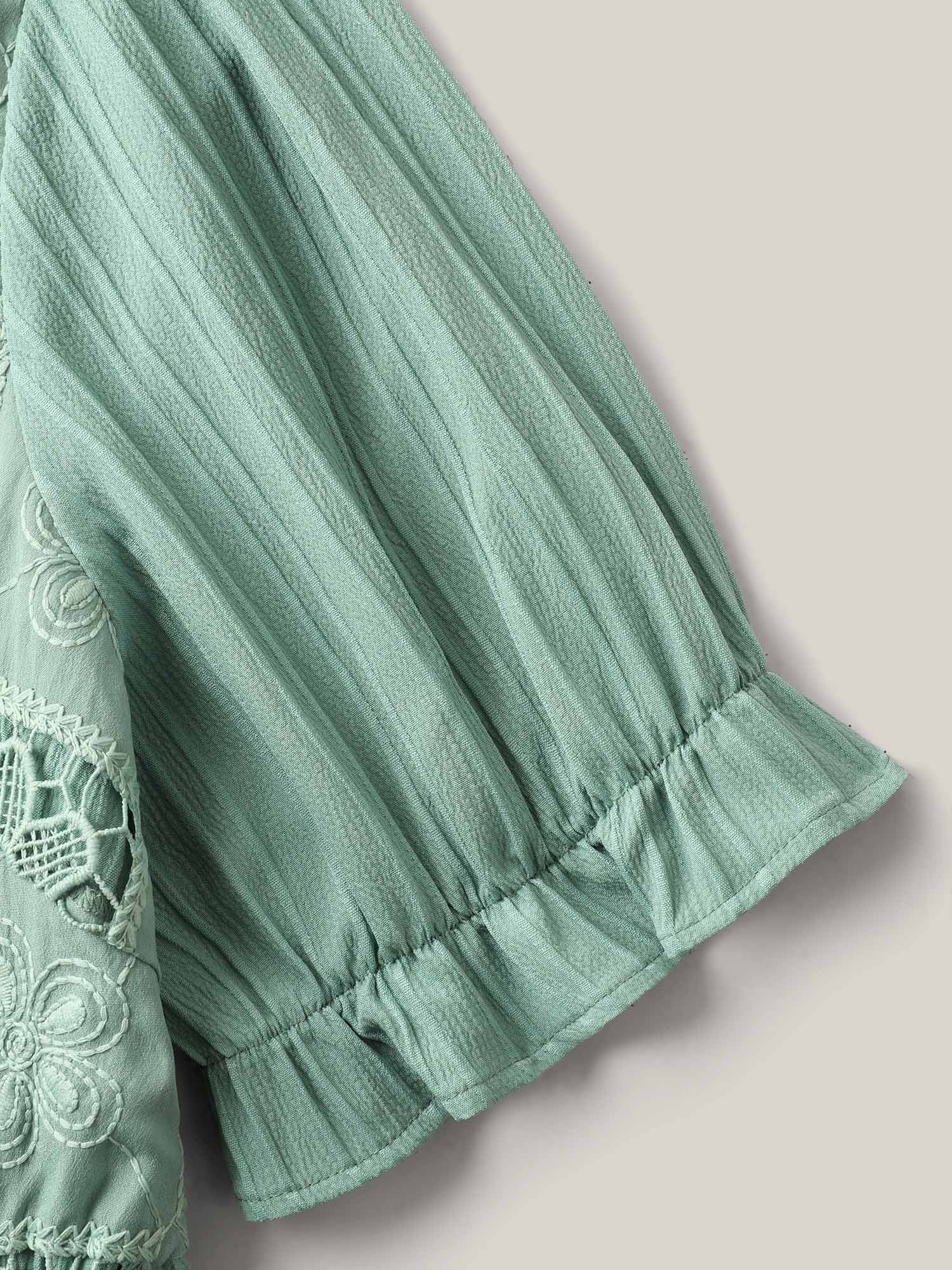Lace Cut-Out Pockets Midi Dress
