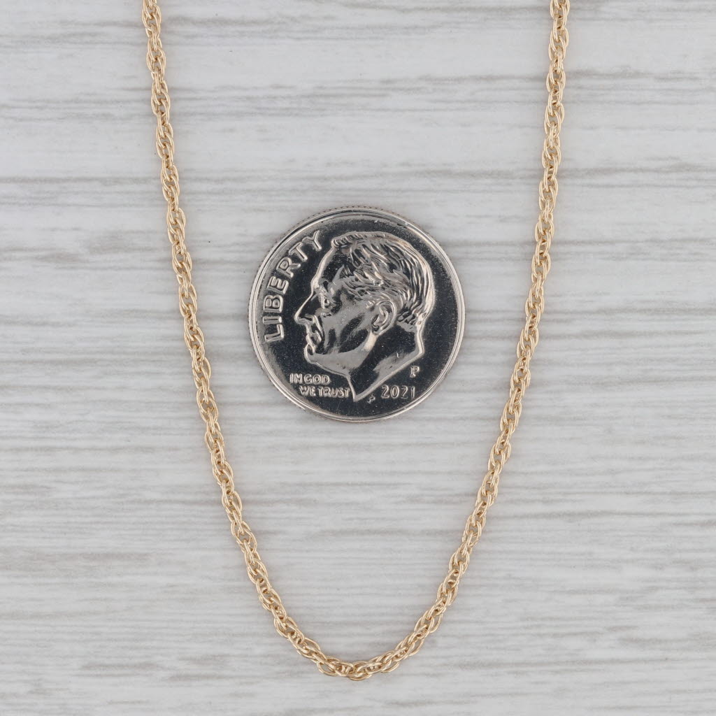 22.5 1.3mm Rope Chain Necklace 14k Yellow Gold