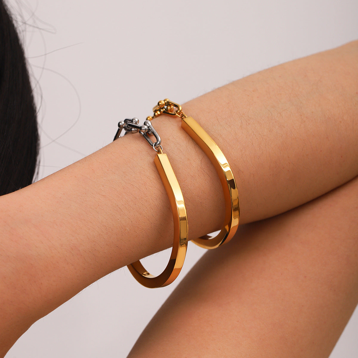 Ins Style Horseshoe Buckle Chain Splicing U-Shaped Buckle Stainless Steel Bracelet Female Titanium Steel Bracelet