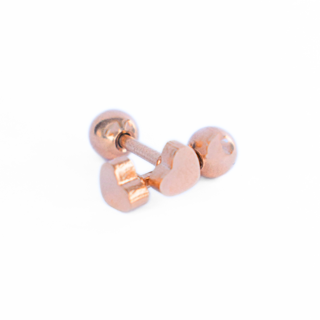 4mm Baby heart studs - Rose gold