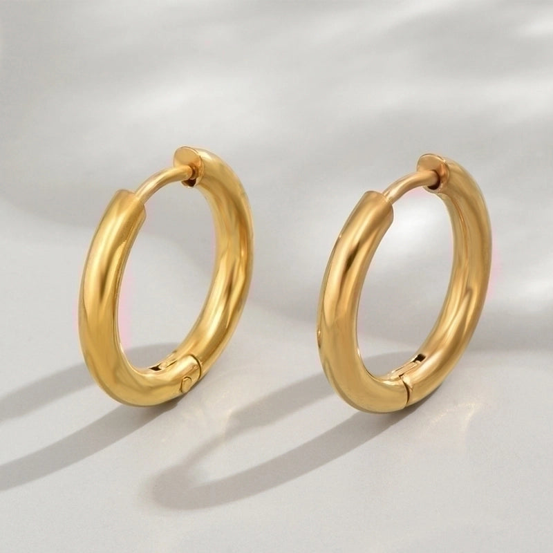 1 Pair Minimalist Triangle Circle Heart Shape Stainless Steel Hoop Earrings