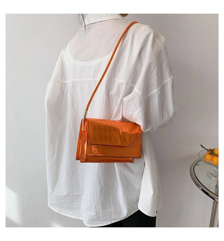 Women's Medium Pu Leather Solid Color Basic Flip Cover Square Bag
