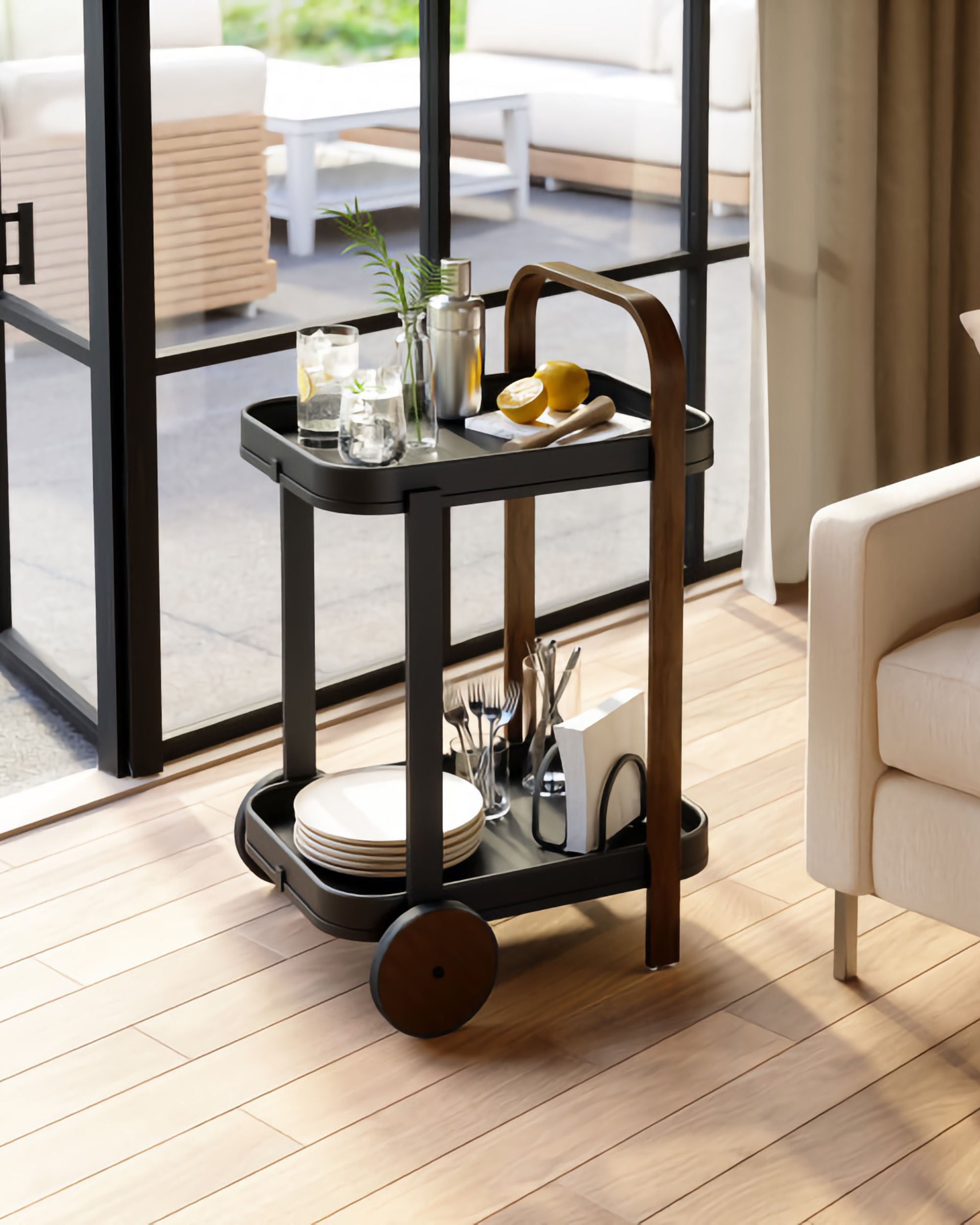 Umbra Bellwood bar/serving cart. Walnut