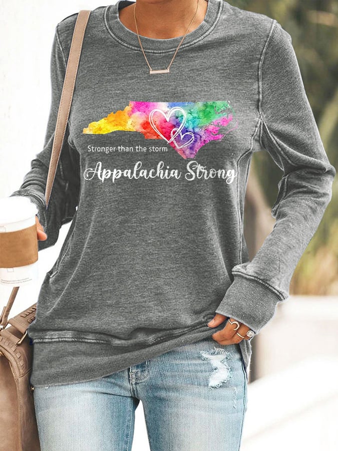 Women's Stronger Than The Storm Appalachia Strong Printed Casual Sweatshirt