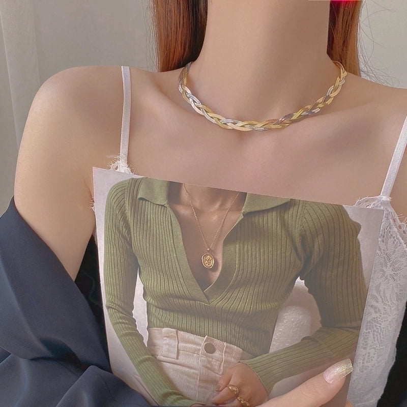 Minimalist Color Block Titanium Steel Plating Necklace