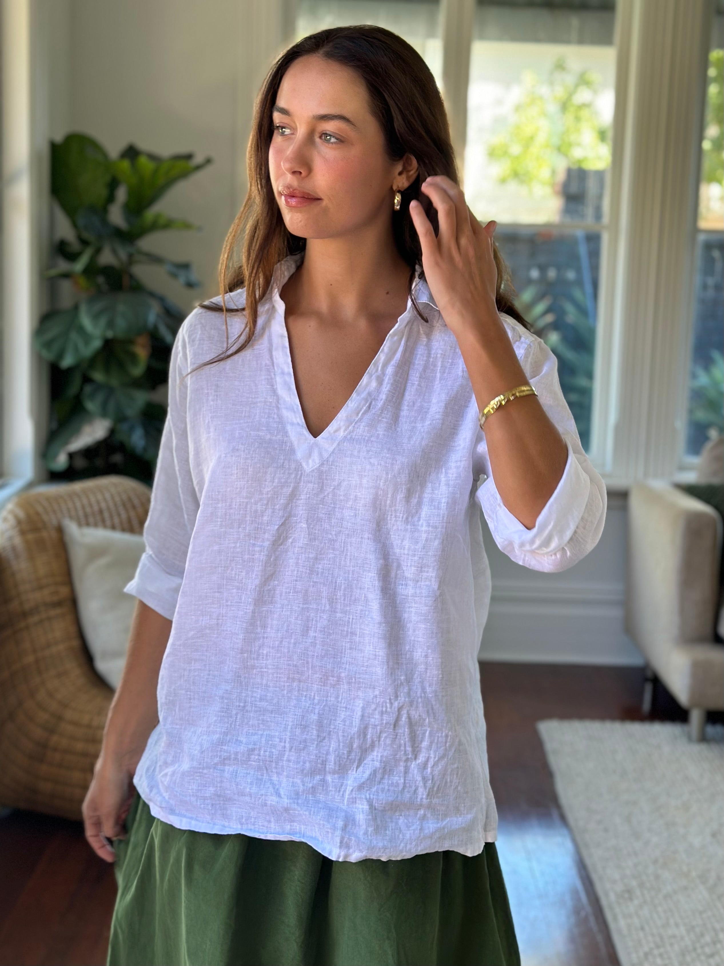 bianca top - white linen