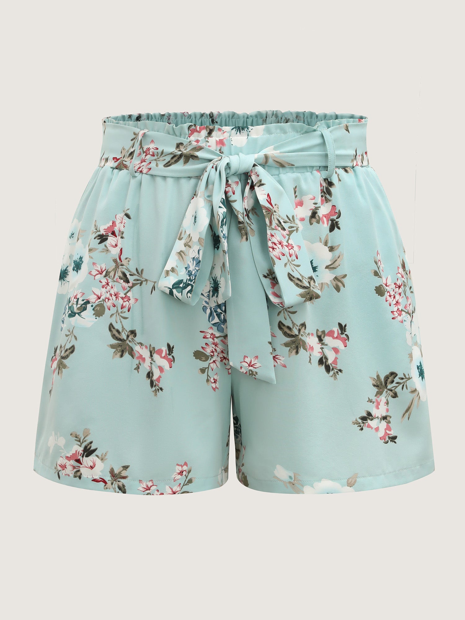Fresh Floral Print Belted Shorts