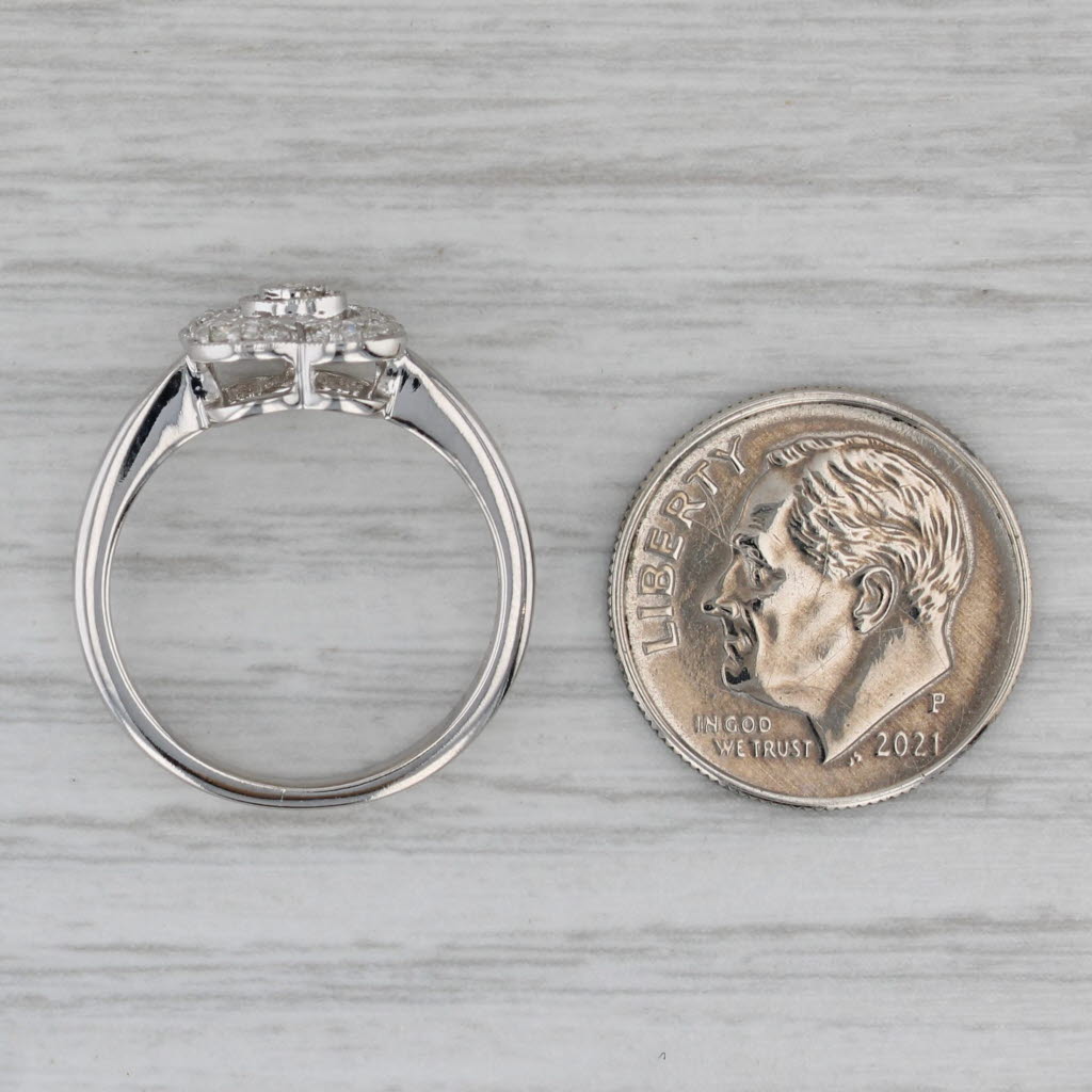 0.12ctw Diamond Flower Ring 14k White Gold Size 5.5