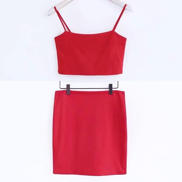 Cropped Top And Slim Mini Skirt Set