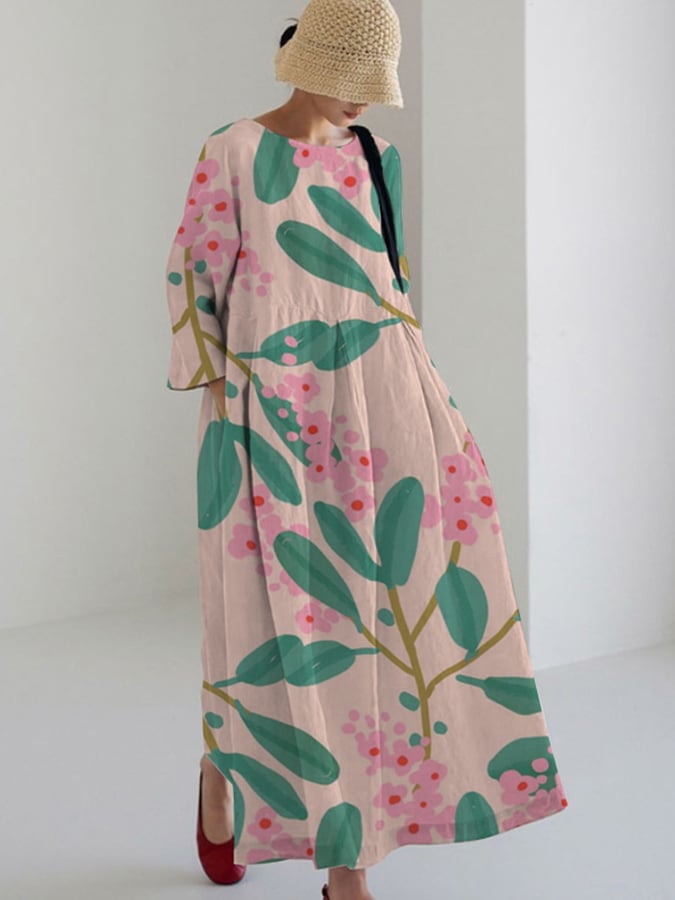 Women's Art Floral Design Casual Loose Dress