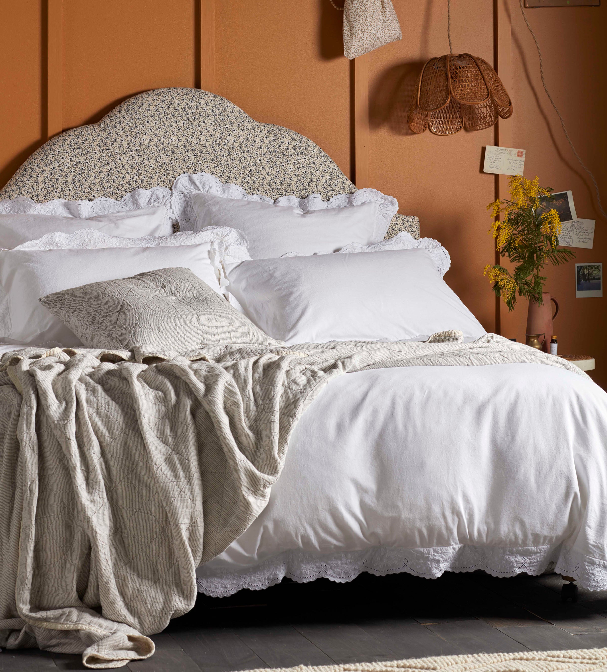 White Cotton Linen Duvet Cover