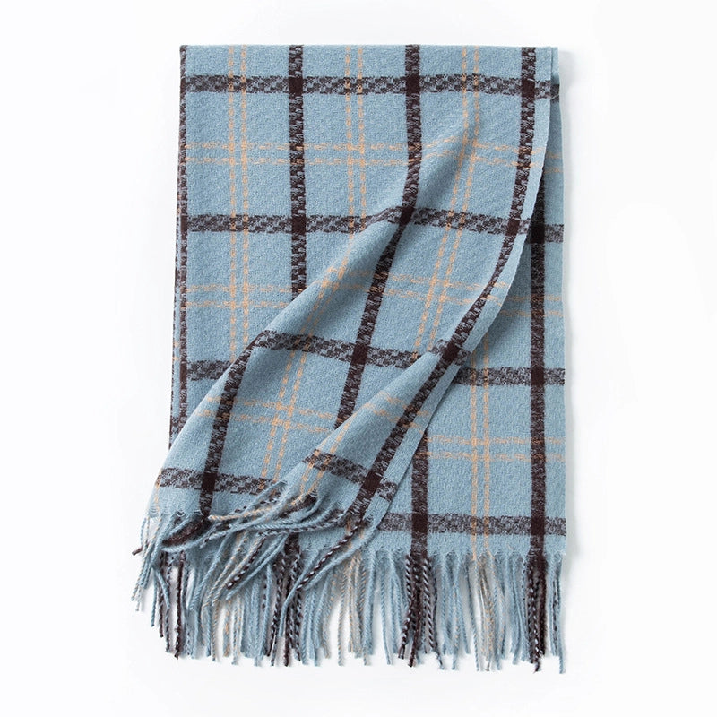 Warm Artificial Cashmere Scarf Plaid Student Couple Winter Thicken Thermal Scarf