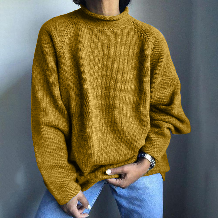 Solid Color Pullover Loose Mid Turtleneck Sweater