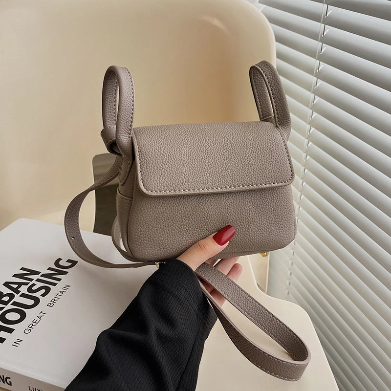 Women's All Seasons Pu Leather Solid Color Classic Style Sewing Thread Square Flip Cover Square Bag