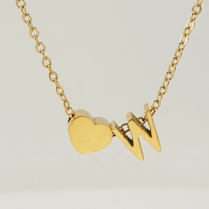 Fashion Letter Heart Shape 304 Stainless Steel 18K Gold Plated Gold Plated Stainless Steel Necklaces